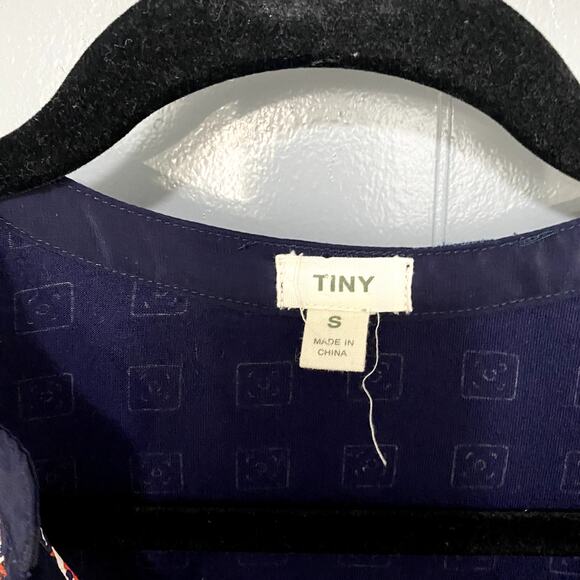 Anthropologie Tiny Blue Persian Pear Paisley Split Neck Mixed Media Boho Top S - Picture 5 of 8